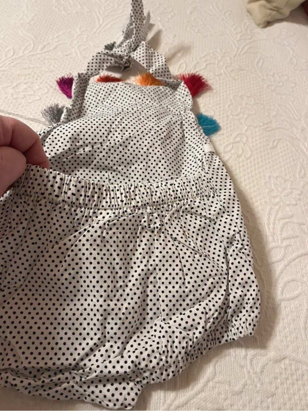 Polka Dot Tassel Baby Romper - Picture 3 of 6